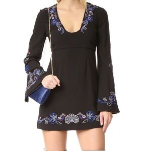 FREE PEOPLE Holiday Folk black mini dress